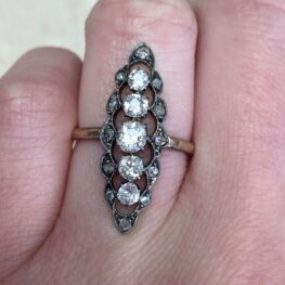 Old European Cut Diamond Navette Ring 13342 F3