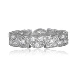 11334 TV Floral Wedding Band Diamond and Platinum