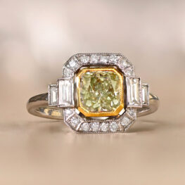 Greenish Yellow Diamond Engagement Ring Artistic 11773