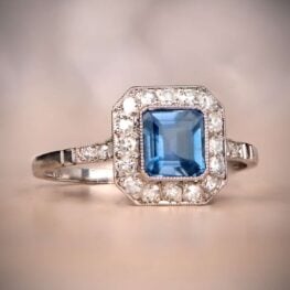 Emerald Cut Aquamarine Center Stone - Tide Ring 12065 Artistic