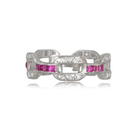 Calibrated Ruby and Diamond Art Deco Band - Meyrin Band