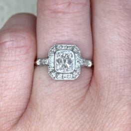 Antique Cushion Cut Diamond G Color SI1 Clarity Diamond Engagement Ring 12632-F2