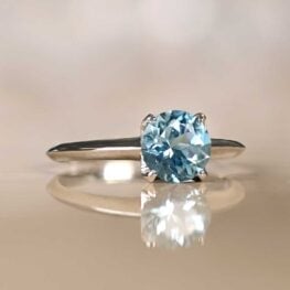 1.10ct Round Aquamarine Solitaire Platinum Ring - Westridge Ring