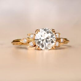 Old European Cut Diamond and Leaf Motif Ring Sydney Ring