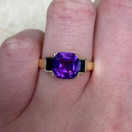 Baguette Cut Sapphire Side Stone Ring 13409 F3