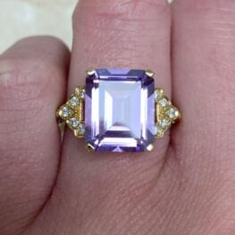 5.33ct Emerald Cut Prong Set Natural Amethyst Gemstone Ring 13413 F2