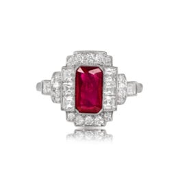 French Cut Natural Elongated Ruby Ring - Berck Ring