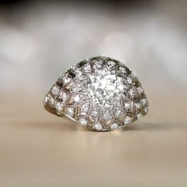 Dome Mounting Old European Cut Diamond Edwardian Era Ring Circa 1900