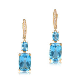 Blue Topaz Drop Earrings Yellow Gold - Avonlea Earrings