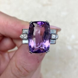 Natural Amethyst And Diamond Platinum Mounting Cocktail Ring Circa 1945 13686 F5