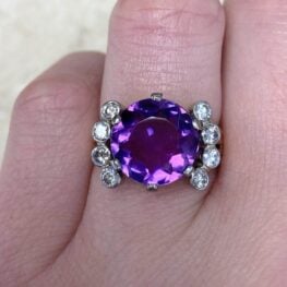 Birthstone Jewelry Amethyst Center Stone Gold and Diamond 13690 F3