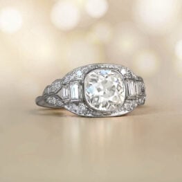 1.37ct Antique Cushion Cut Diamond Ring 13843