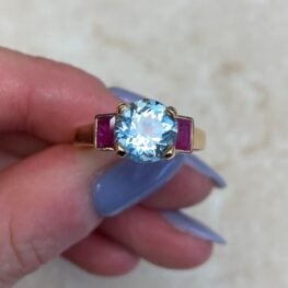 Round Cut Aquamarine Ruby Ring - Westbrook Ring 13853 F5