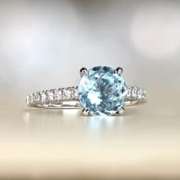 Natural Round Cut Prong Set Aquamarine Diamond Band Platinum Mounting 13882-Artistic-1000x1000