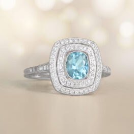 0.53 Carat Oval Cut Aquamarine Engagement Ring Roosevelt Ring 14016