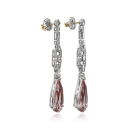 Pink Morganite and Diamond Hanging Earrings - Bocca Earrings 14056 TSV