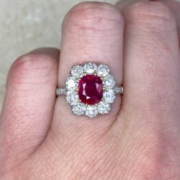 1.70ct Natural Burmese Cushion Cut Ruby Center Stone Gemstone Ring 14115-F2