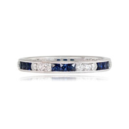 French Cut Sapphire Round Brilliant Diamond Band - Regent Band 14173 TV