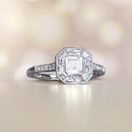 0.52 carat bezel set Asscher cut diamond ring , Artistic Picture 14232