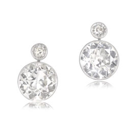 6.66ct Old European Cut Diamond TDW Drop Earrings 14246_TV