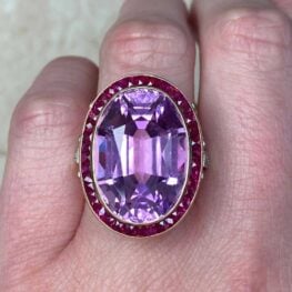 24.10ct Oval Cut Natural Kunzite Center Stone Gemstone Ring