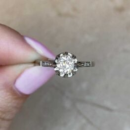 Box Prong Set Old Mine Cut Diamond Ring 14368 F5