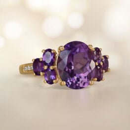 3.32 Carat 18k Yellow Gold Oval-Cut Amethyst RIng Edmonton Ring 14380