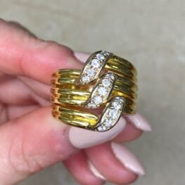 DEF And VVS1 VVS2 Diamonds 18k Yellow Gold Mounting 14439-F5