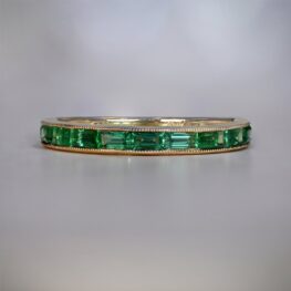 12443 Emerald Half Eternity Band 18k Yellow Gold Artistic Photo