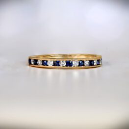 18k Yellow Gold Diamond Sapphire Band - Elmay Band Artistic