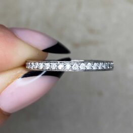 2.10mm Platinum Milgrain Diamond Wedding Band 14535 F5