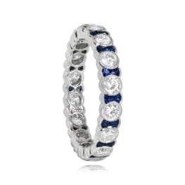 Elmont band round brilliant cut diamond and sapphire 14576-SD-1000PX