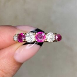 Prong Set Ruby and Diamond Six Stone Ring 14747 F5