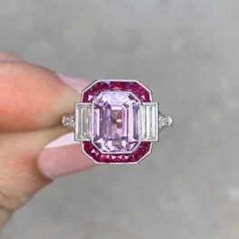 Platinum Bezel Set Milgrain Kunzite Ring 14751 F5