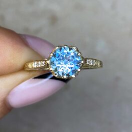 Prong Set Aquamarine Yellow Gold Ring 14770 F5