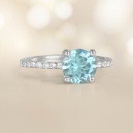 1.18 Carat Round Cut Aquamarine Diamond Ring Anaheim Ring 14772