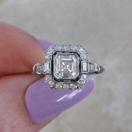 Cannock Ring Platinum o.89ct asscher cut diamond ring 14822-F5