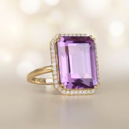 12.50 carat Emerald Cut Natural Amethyst Ring Manorville Ring 14874