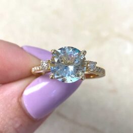 Coatesville Ring round cut prong set aquamarine ring 14940-F5