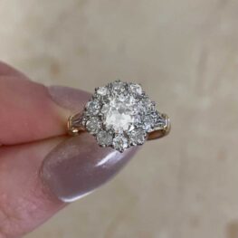 Diamond and Platinum Floral Cluster Engagement Ring - Yorkshire Ring 14950-F5