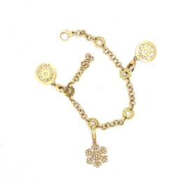 Snow-flake and Wheel Charm Bulgari 18k Yellow Gold Bracelet