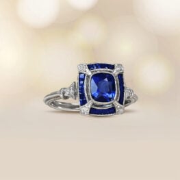 Sapphire and Saphire Halo Platinum Ring sorrento blue ring 15197