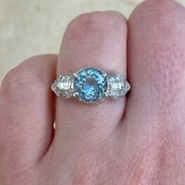 1.76ct Aquamarine and Diamond Platinum Ring - Tiber Ring 15221-F2