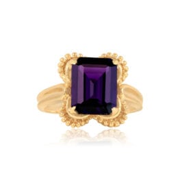 Top View 3.08 carat Amethyst in 14k Gold Gemstone Ring 15275