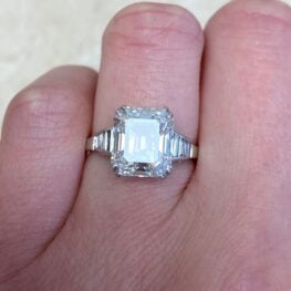 Emerald Cut Diamond and Platinum Ring - San Remo Ring