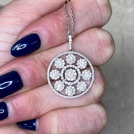 Round Brilliant Diamond Snowflake Motif Pendant - Heathcote Pendant DYL32 artistic