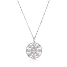 Snowflake Motif Micro-Pave Diamond Halo Pendant - Heathcote Pendant dyl32 TV