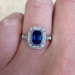 Emerald Cut Sapphire and Diamond Ring - Portland Ring 13311 F2