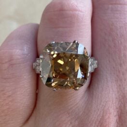 13.03 carat fancy dark yellowish brown antique cushion cut diamond from 1925