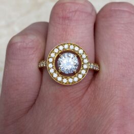 1.06ct Diamond Halo Engagement Ring 18k Yellow Gold Halo Ring SB770 F2